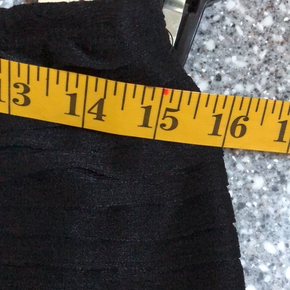 Studio M black size medium skirt semi tiered sheer lined pull on stretch - Picture 6 of 13